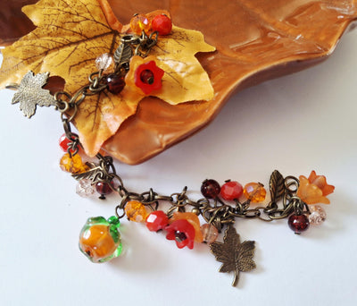 Bronze Leaves Charm Bracelet