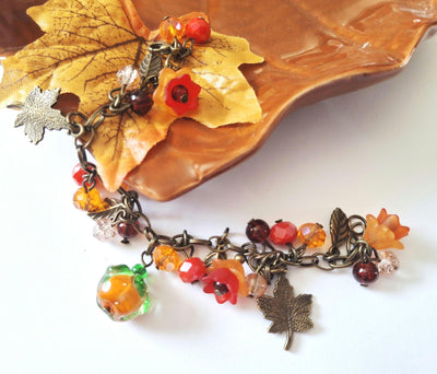 Bronze Leaves Charm Bracelet