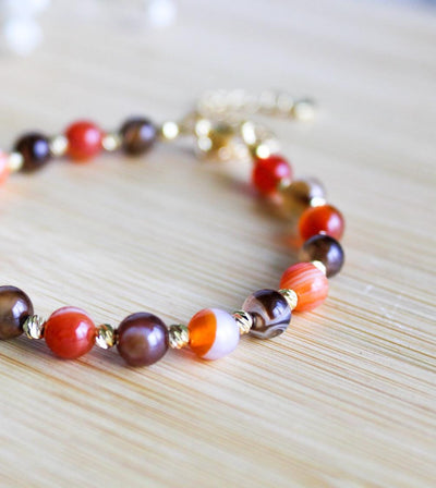 Fall Agate Onyx Beaded Bracelet