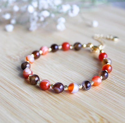 Fall Agate Onyx Beaded Bracelet