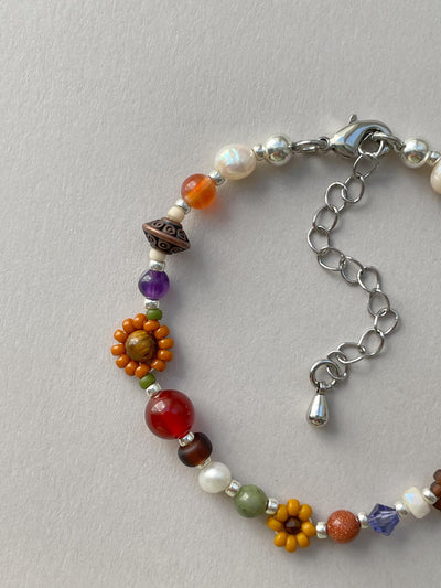Clementine Fall Flower Beaded Bracelet