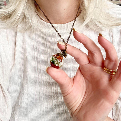 Autumn Globe Necklace Real Flower Jewellery