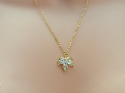 Crystal Clear Maple Leaf Necklace