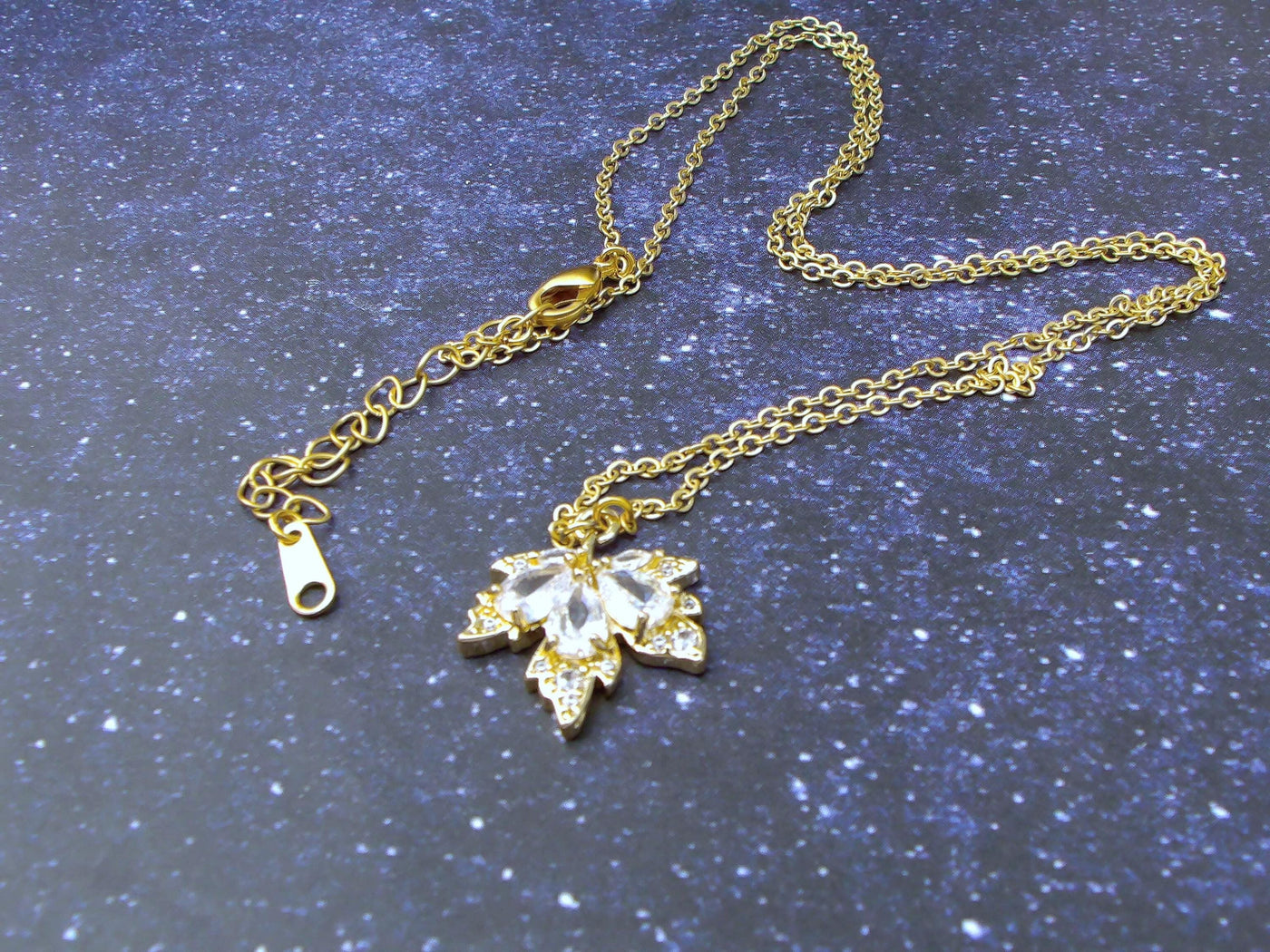 Crystal Clear Maple Leaf Necklace