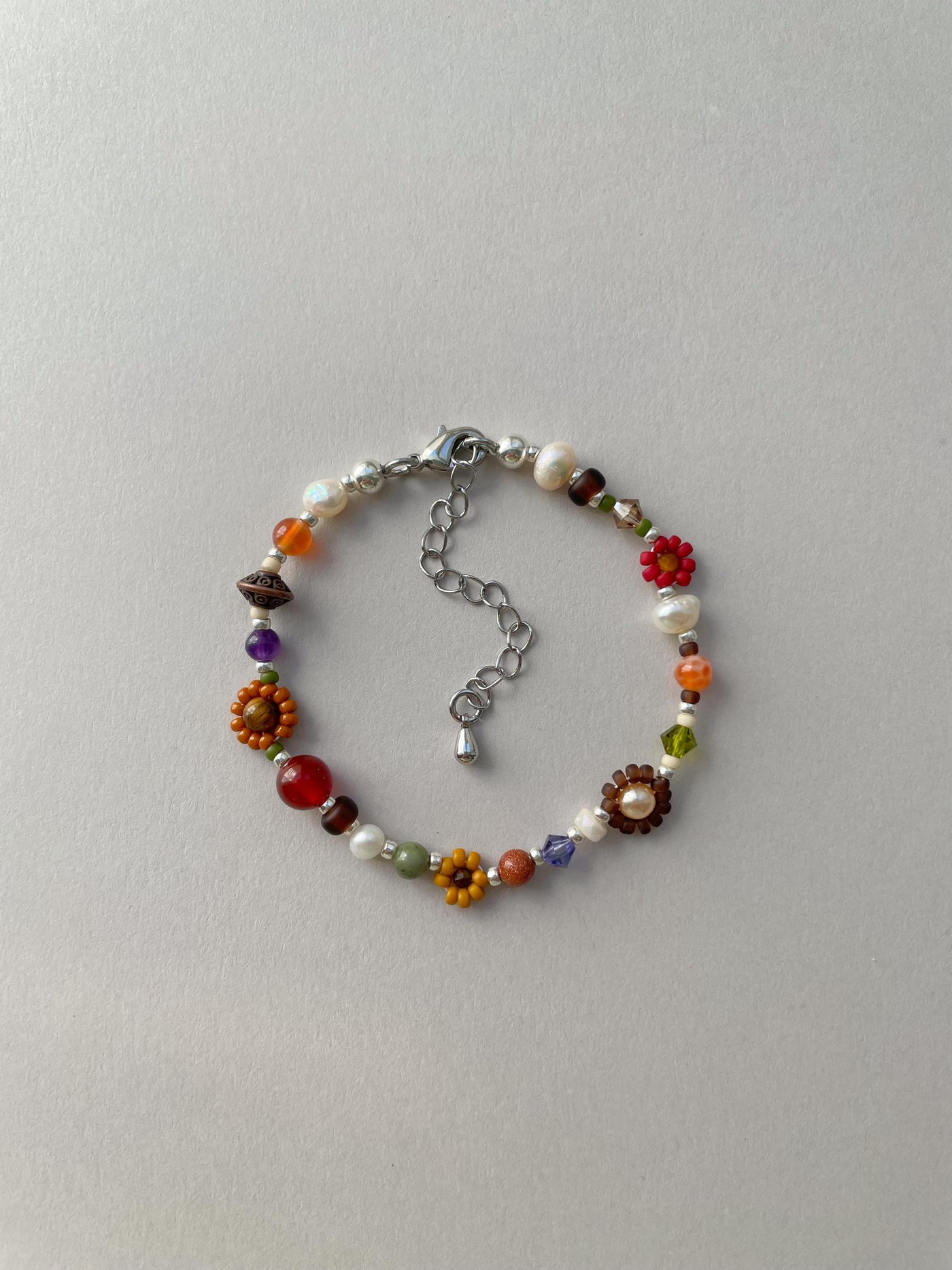Clementine Fall Flower Beaded Bracelet