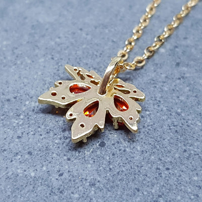 Burnt Orange Maple Leaf Necklace