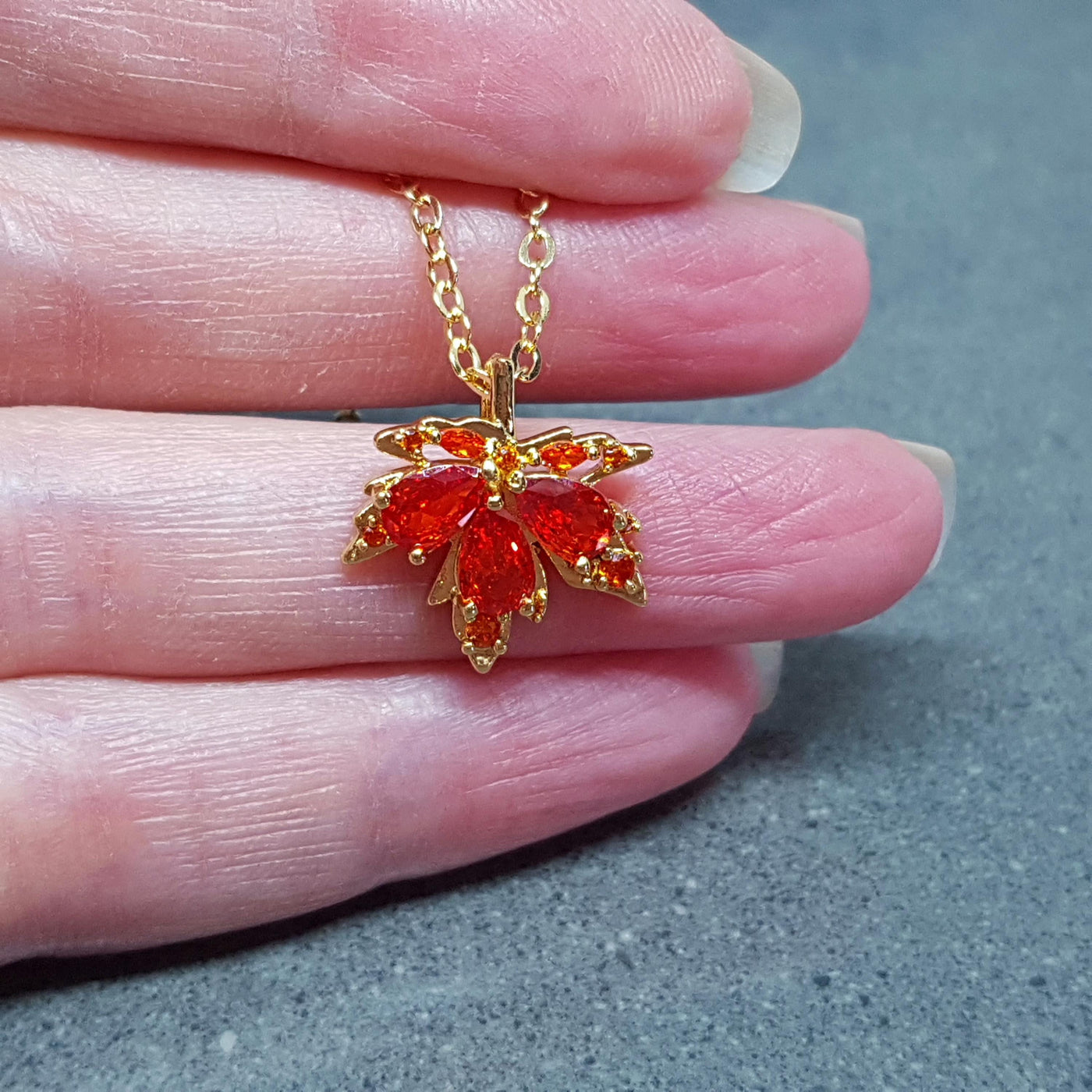 Burnt Orange Maple Leaf Necklace