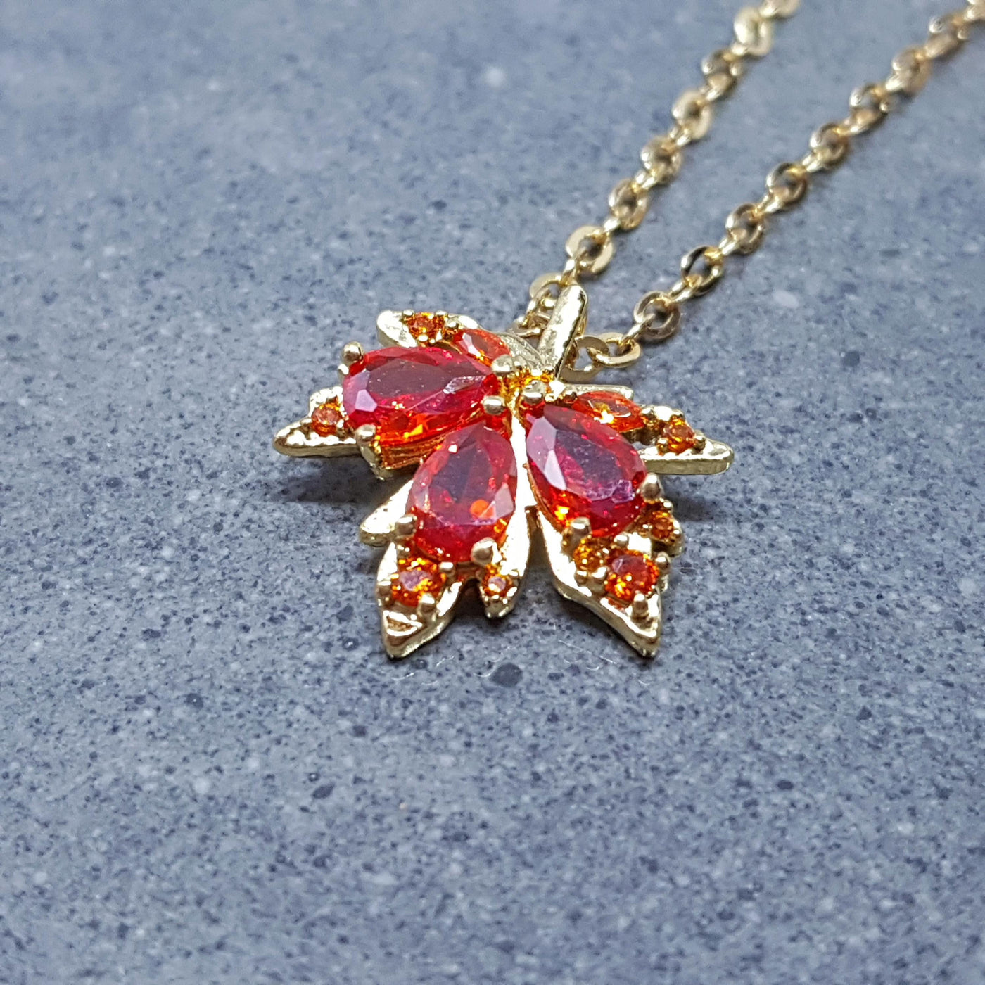 Burnt Orange Maple Leaf Necklace