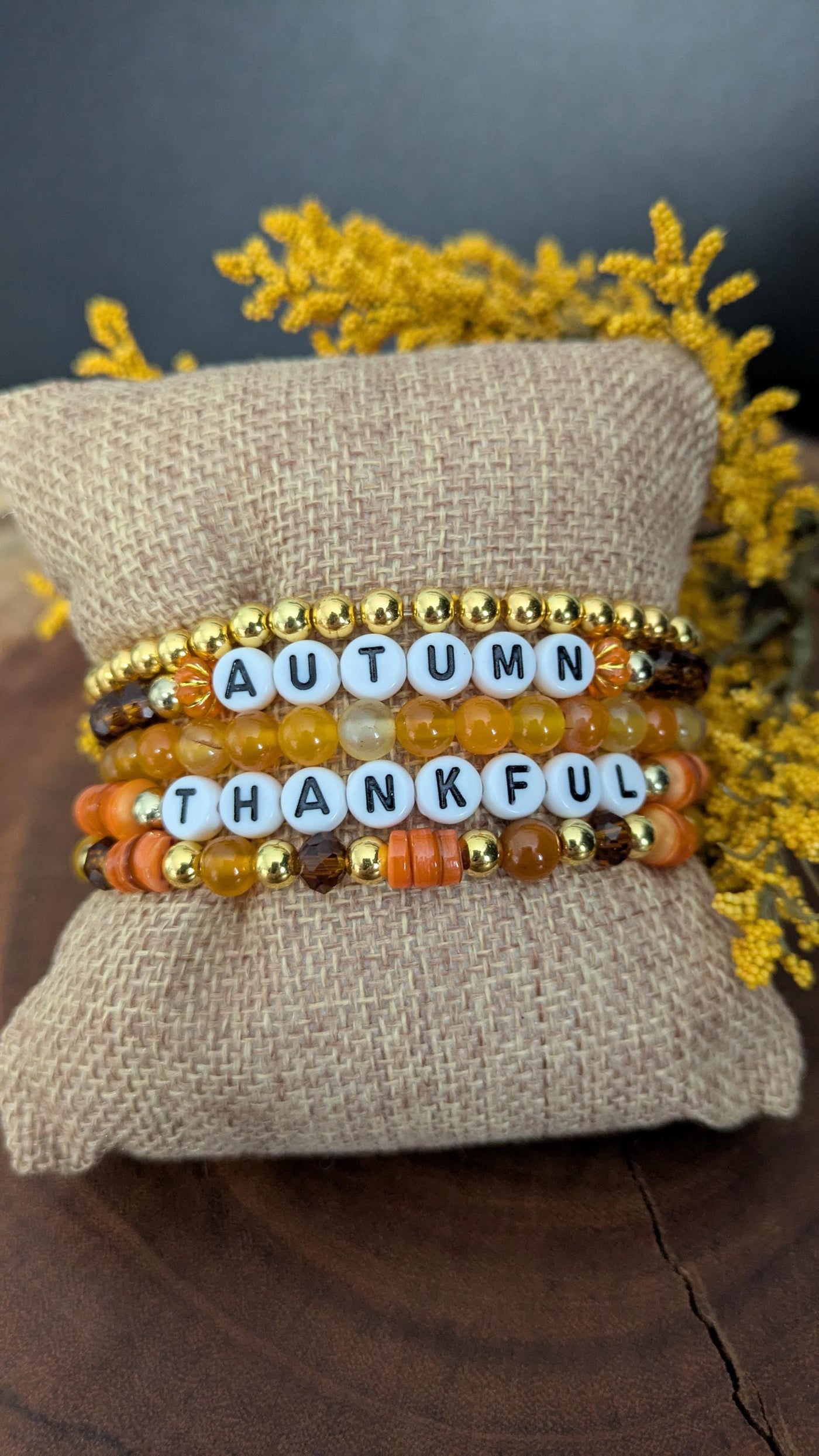 Thankful Autumn Beaded Elastic Bracelet Set