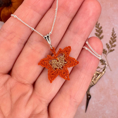 Maple Leaf Micro Crochet Necklace