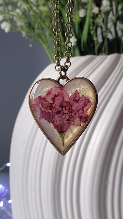Resin Real Pressed Rose Necklace