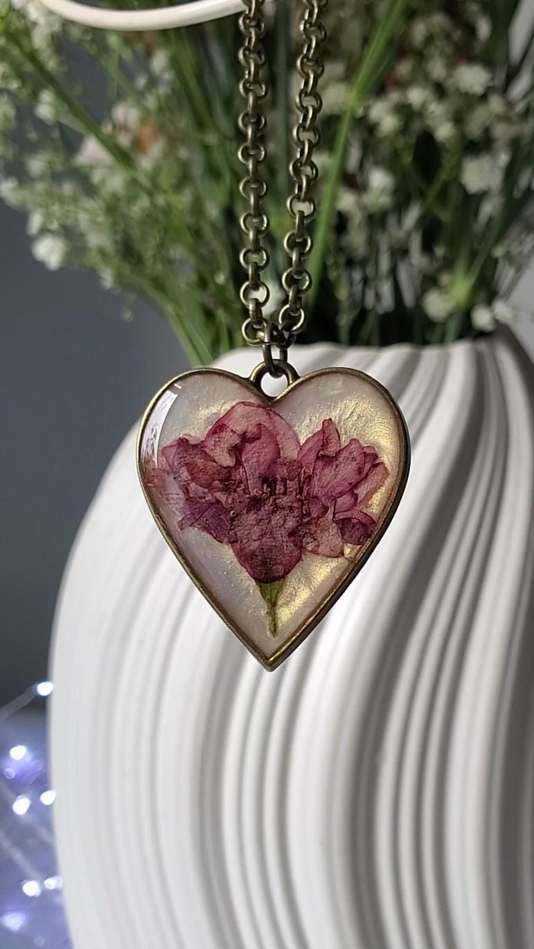 Resin Real Pressed Rose Necklace