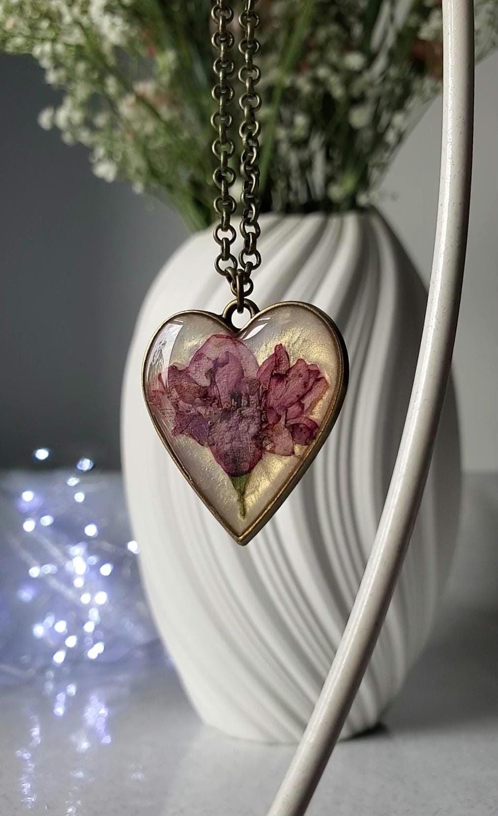 Resin Real Pressed Rose Necklace
