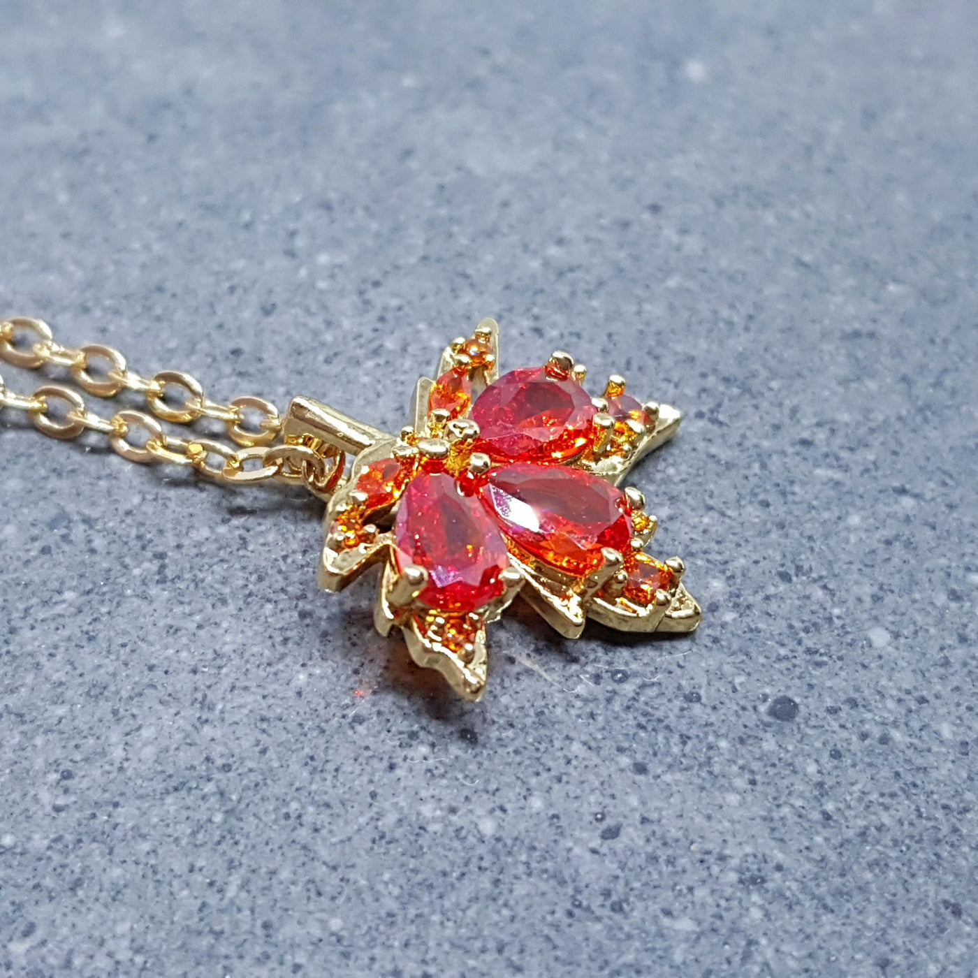 Burnt Orange Maple Leaf Necklace