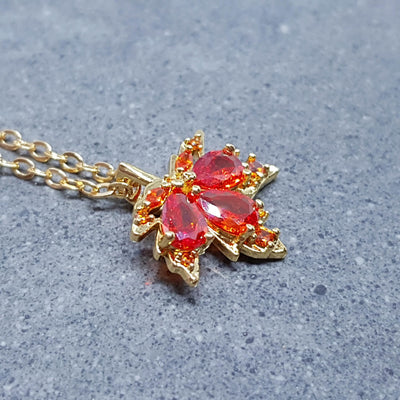 Burnt Orange Maple Leaf Necklace