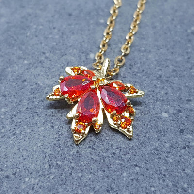 Burnt Orange Maple Leaf Necklace