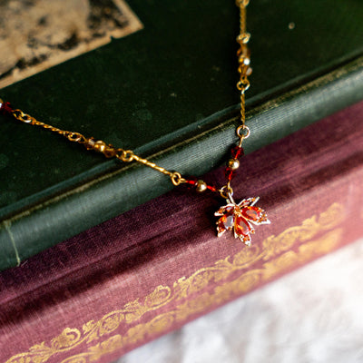 Cubic Zirconia Autumn Leaf Necklace