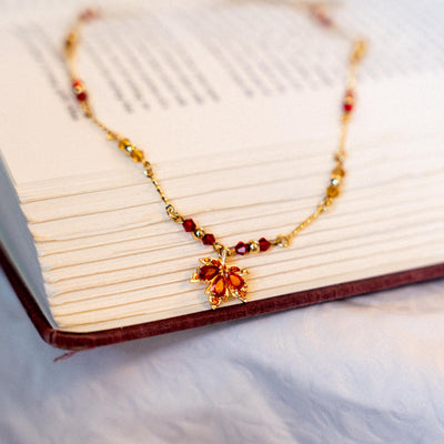 Cubic Zirconia Autumn Leaf Necklace