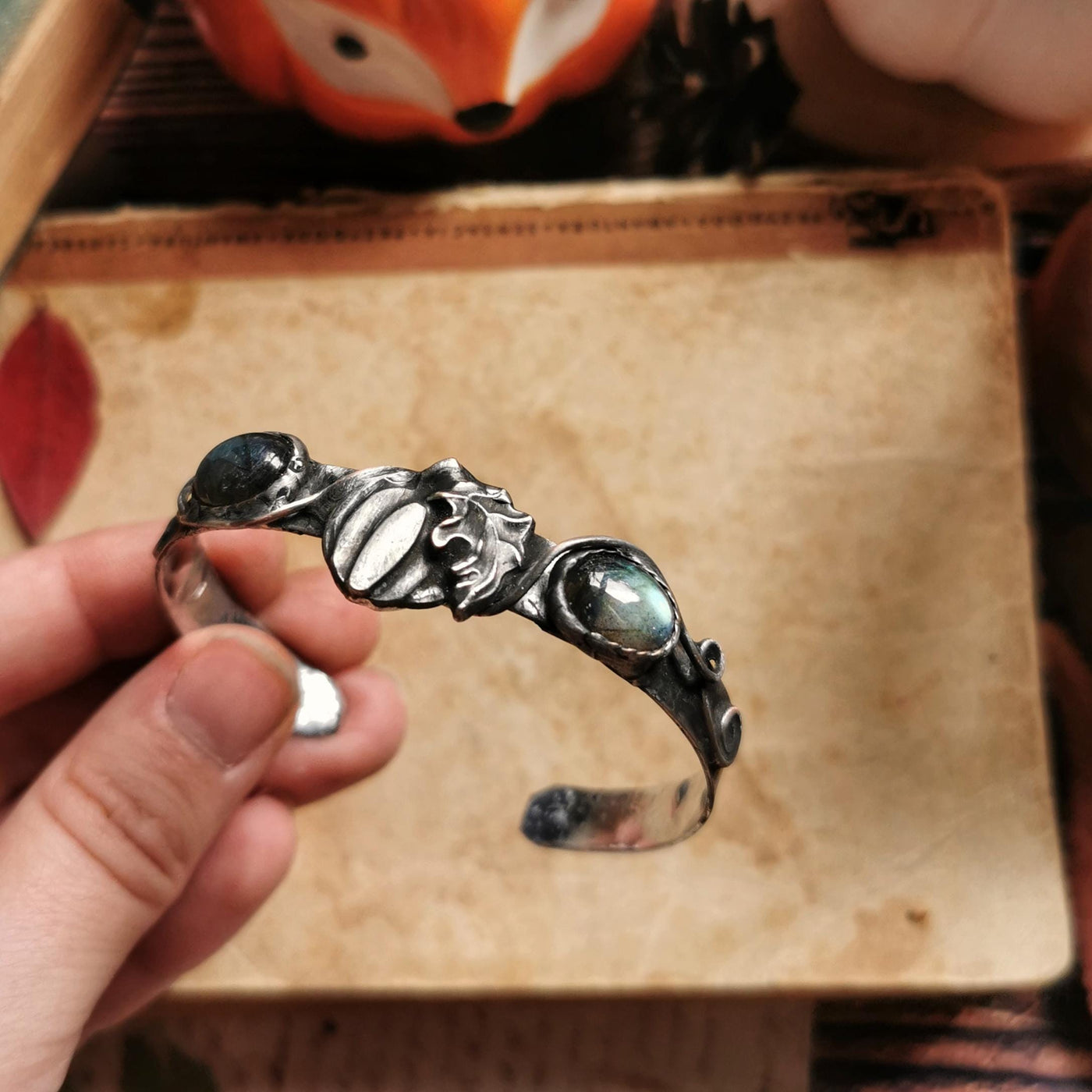 Labradorite Pumpkin Charm Bracelet