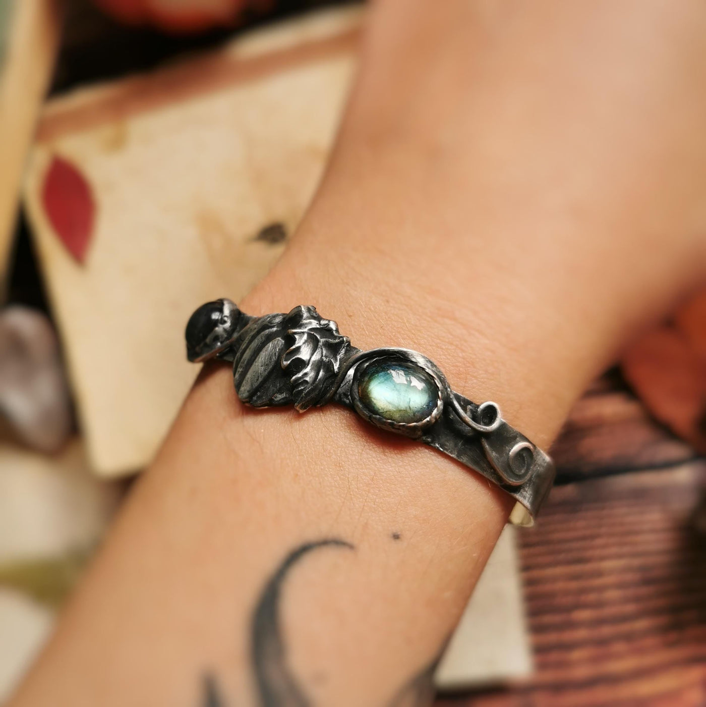 Labradorite Pumpkin Charm Bracelet