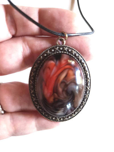 Vintage Large Red Brown Resin Necklace