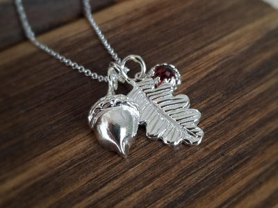Handmade Silver Acorn & Oak Leaf Pendant Necklace