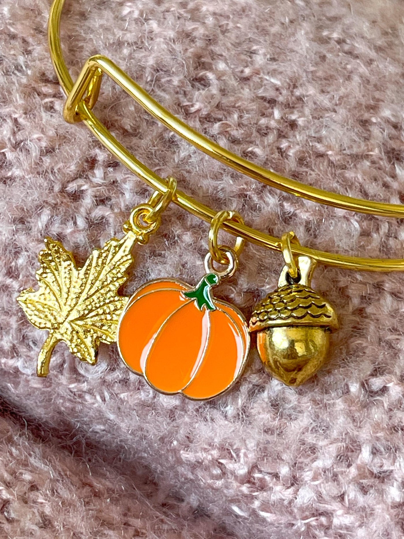 Gold Autumn Theme Charm Bangle