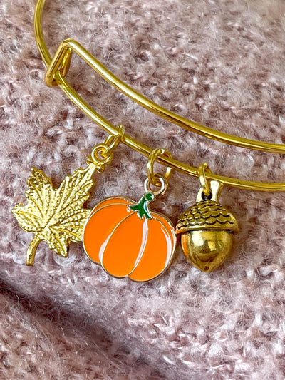 Gold Autumn Theme Charm Bangle
