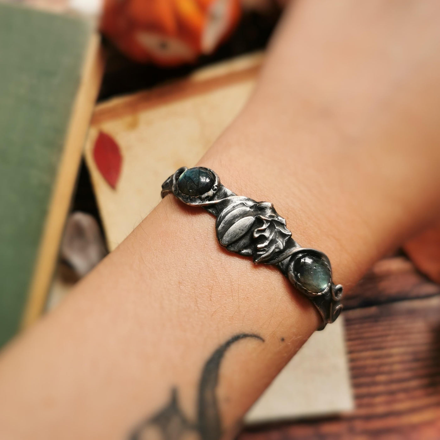 Labradorite Pumpkin Charm Bracelet