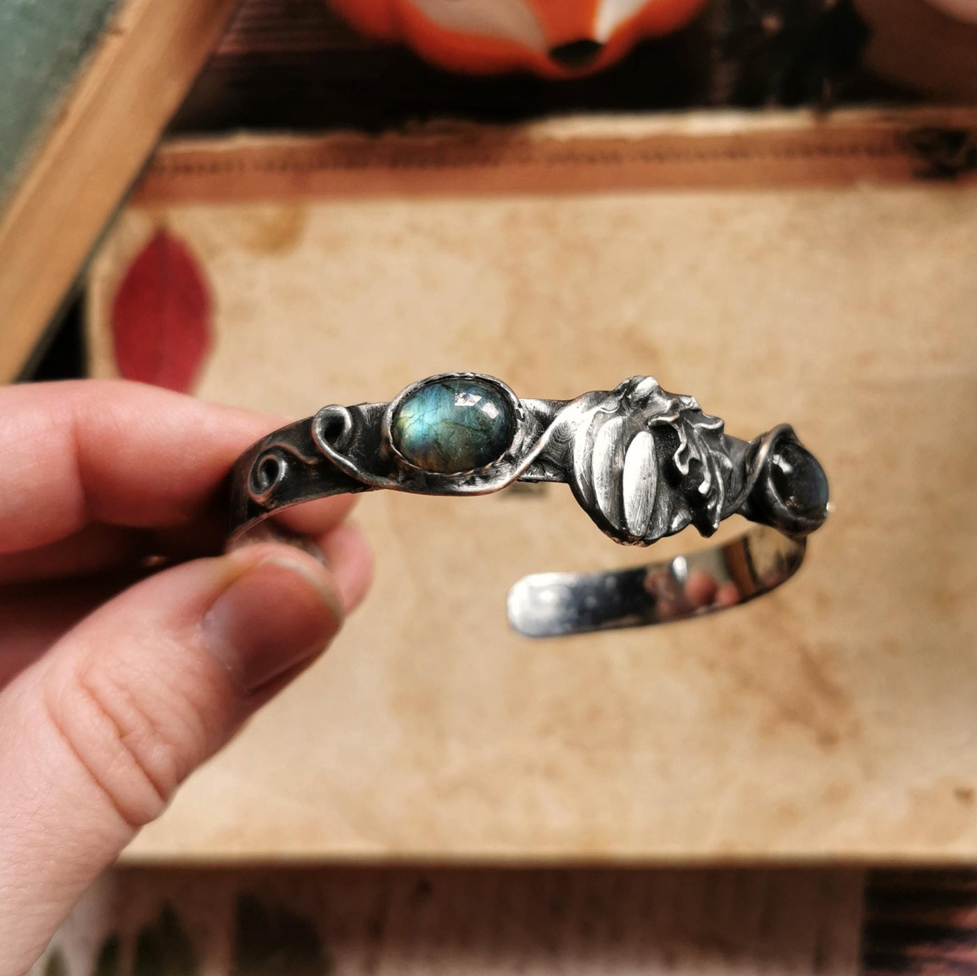 Labradorite Pumpkin Charm Bracelet