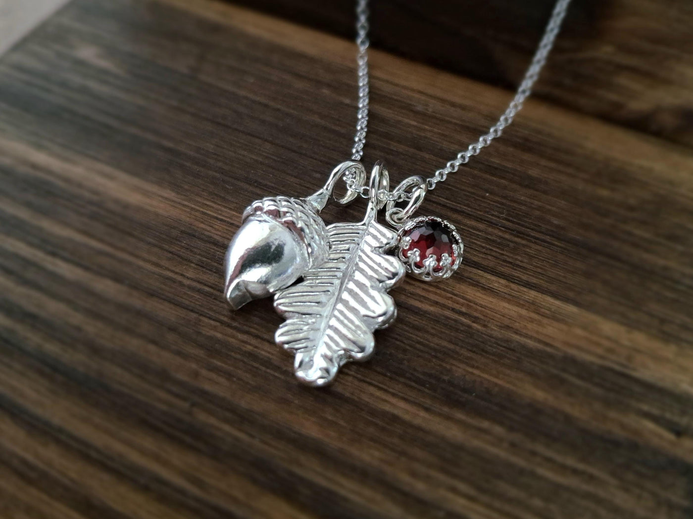 Handmade Silver Acorn & Oak Leaf Pendant Necklace