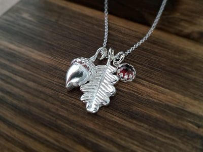 Handmade Silver Acorn & Oak Leaf Pendant Necklace