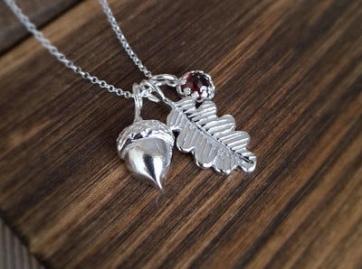 Handmade Silver Acorn & Oak Leaf Pendant Necklace