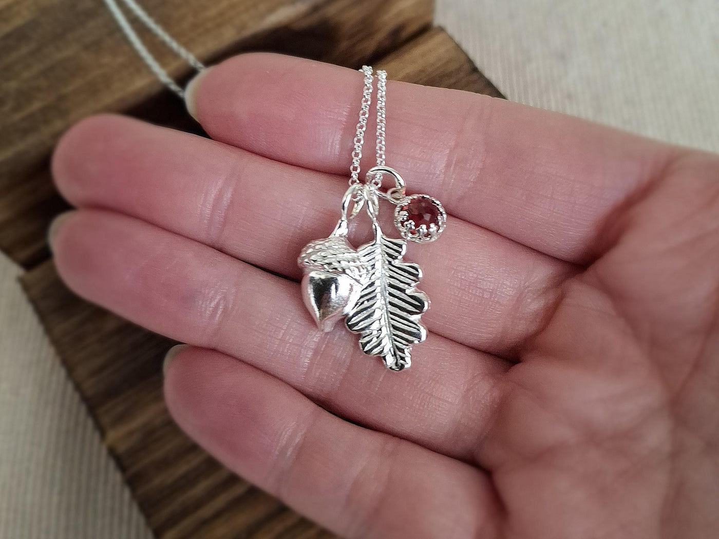 Handmade Silver Acorn & Oak Leaf Pendant Necklace