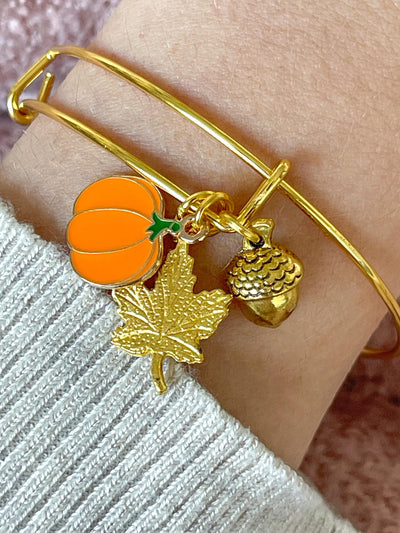 Gold Autumn Theme Charm Bangle