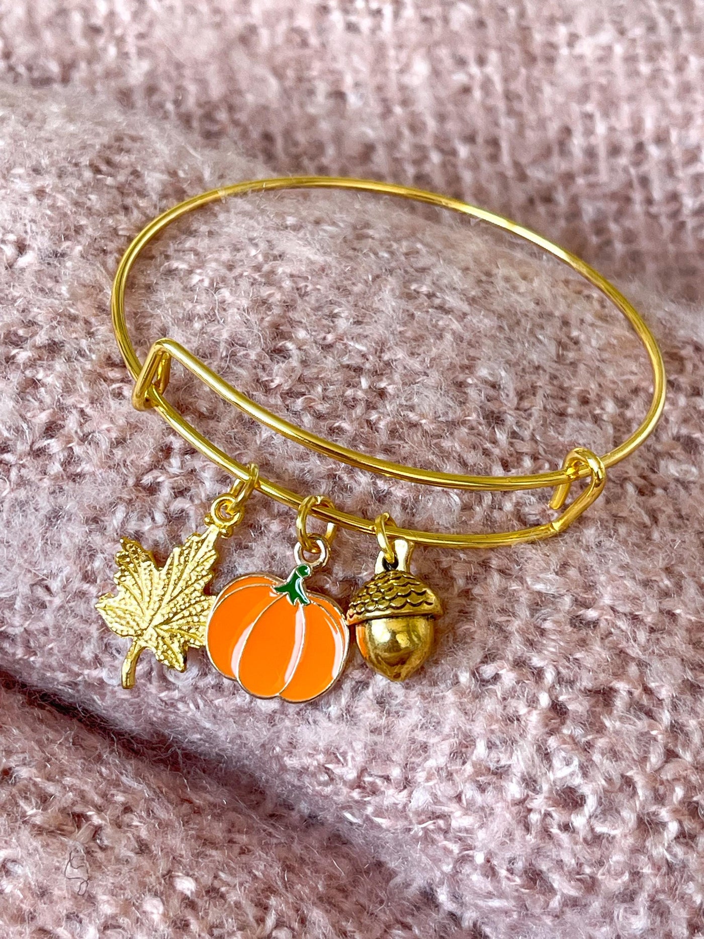 Gold Autumn Theme Charm Bangle
