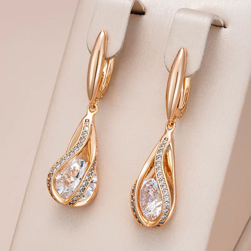White Dangle Crystal Earrings