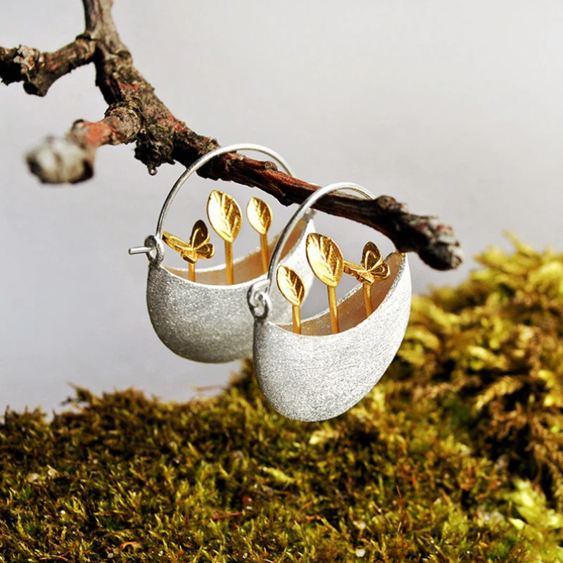 Gold-Plated Earrings "Plant Basket