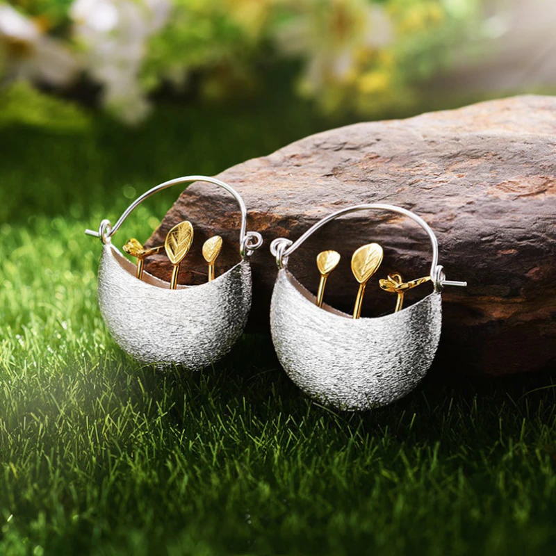 Gold-Plated Earrings "Plant Basket