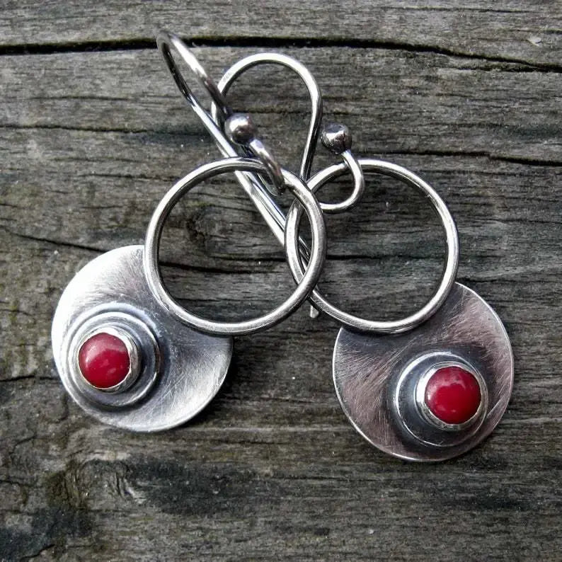 Vintage Red Inlay Earrings