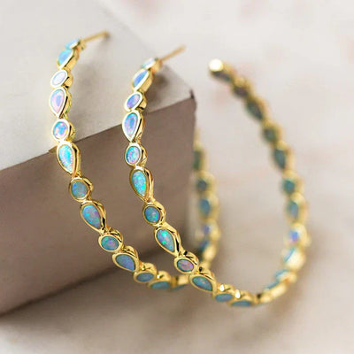 Antique Golden Circle Opal Earrings