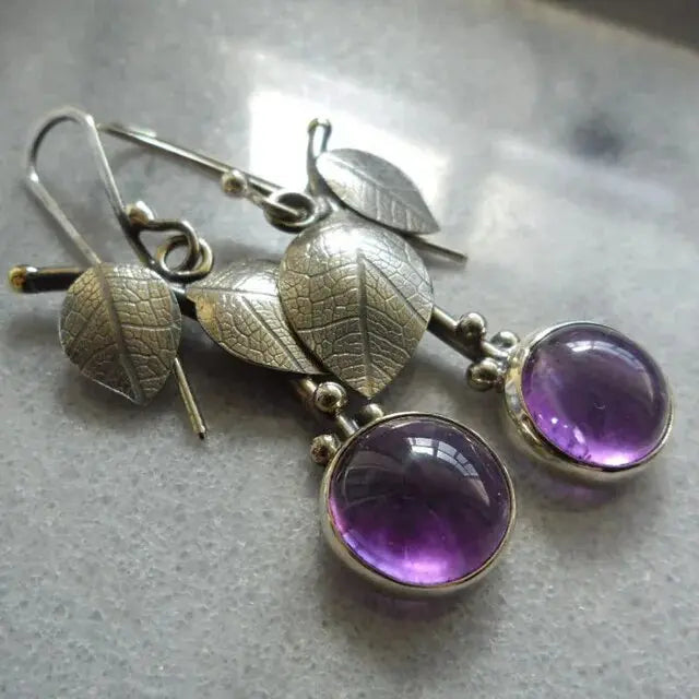 Vintage-style Violet Crystal Earrings