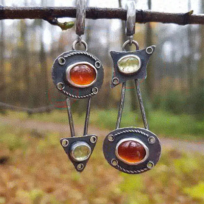 Mechanical Earrings with Vintage Crystals