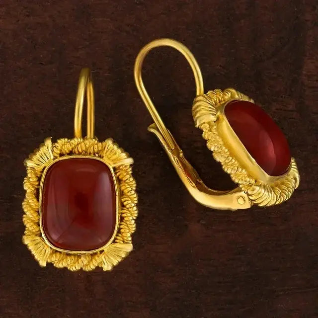 Red Vintage Earrings in Gold