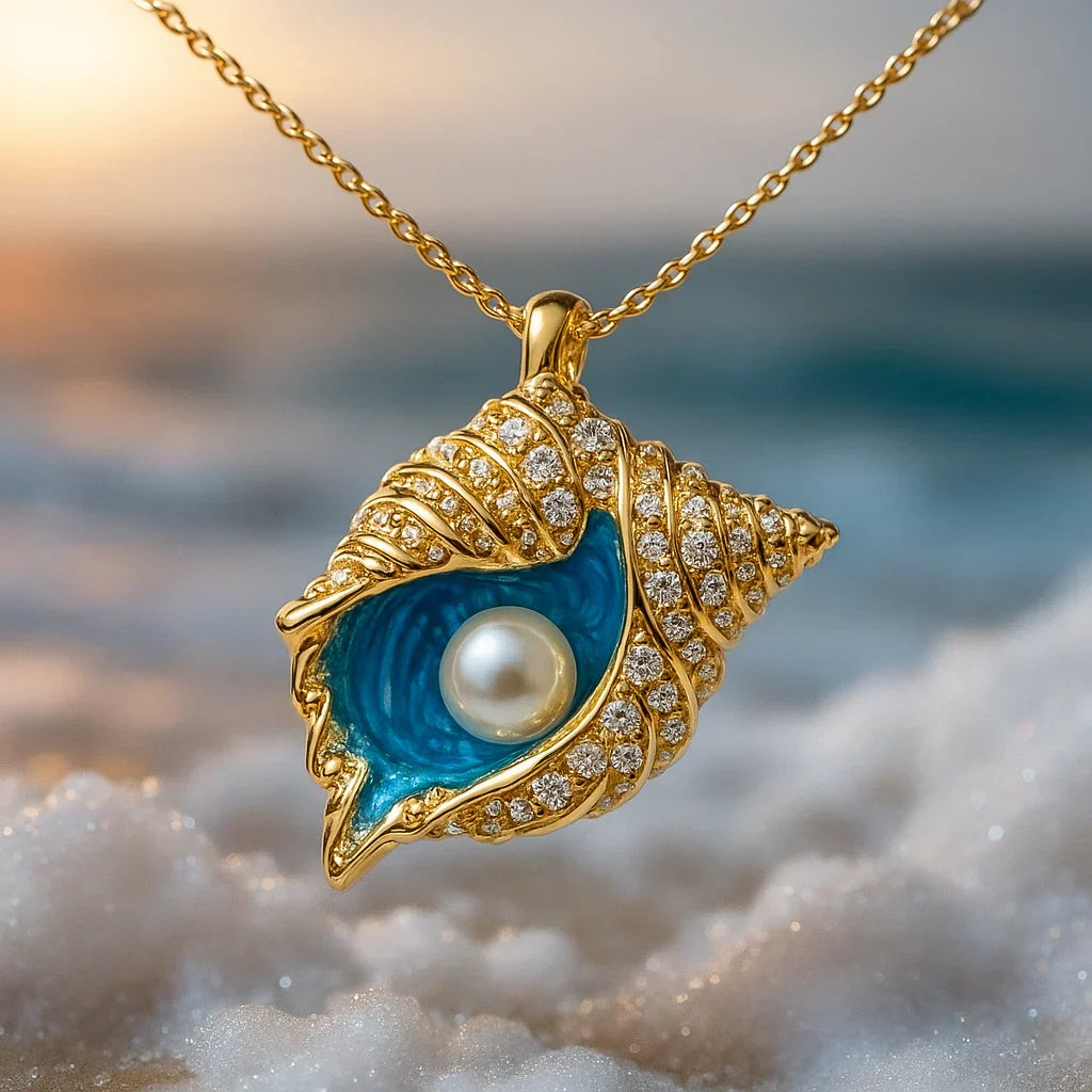 Radiant Pearl Seashell Necklace | Gold 18k