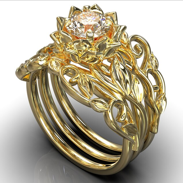 Gold Crystal Flower Ring