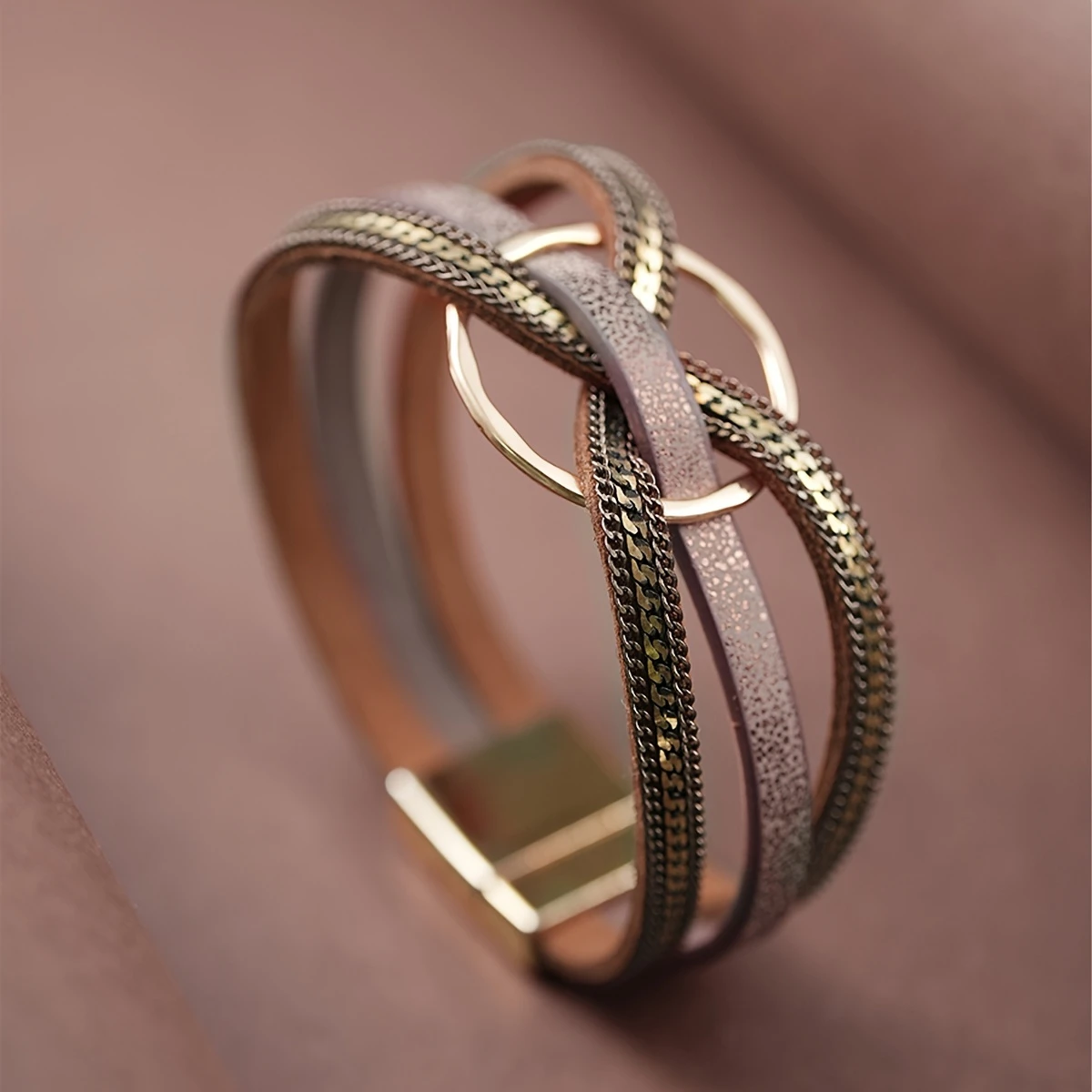 Knot Leather Gold Bracelet