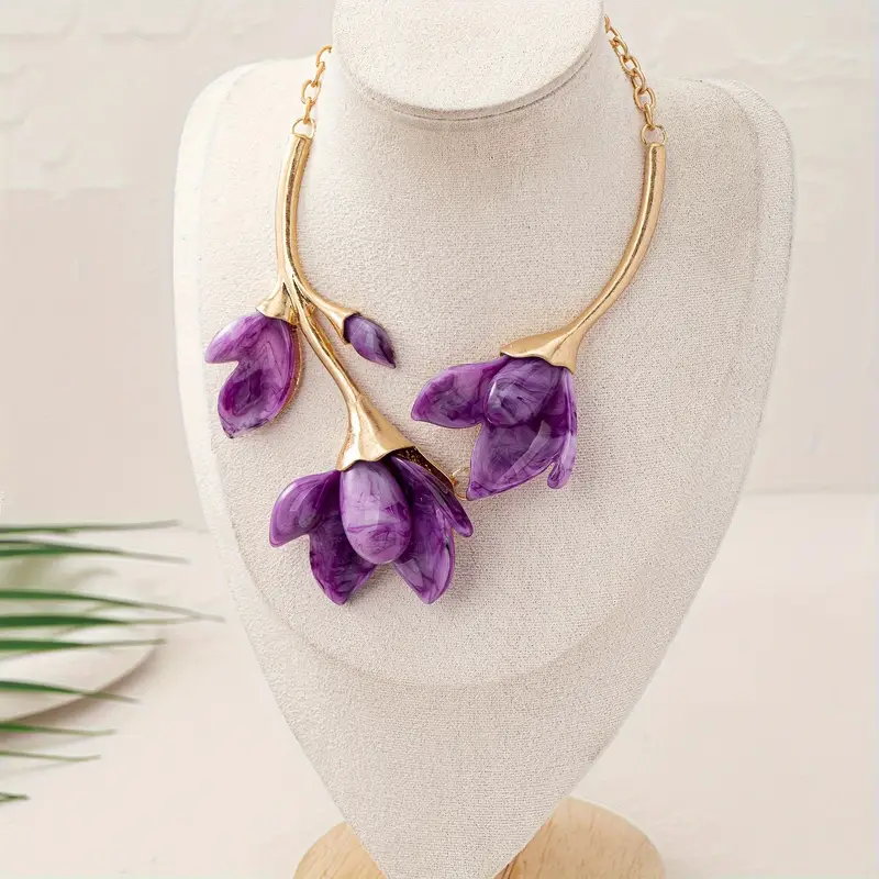 Violet Blossom Gold Necklace