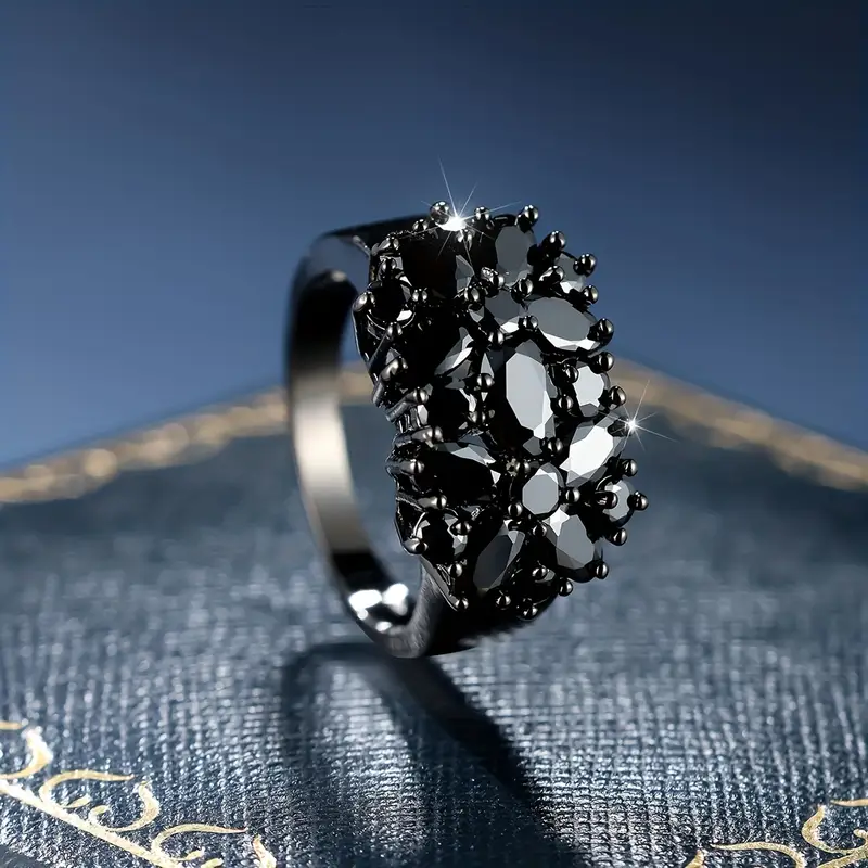 Black Flower Zirconia Ring