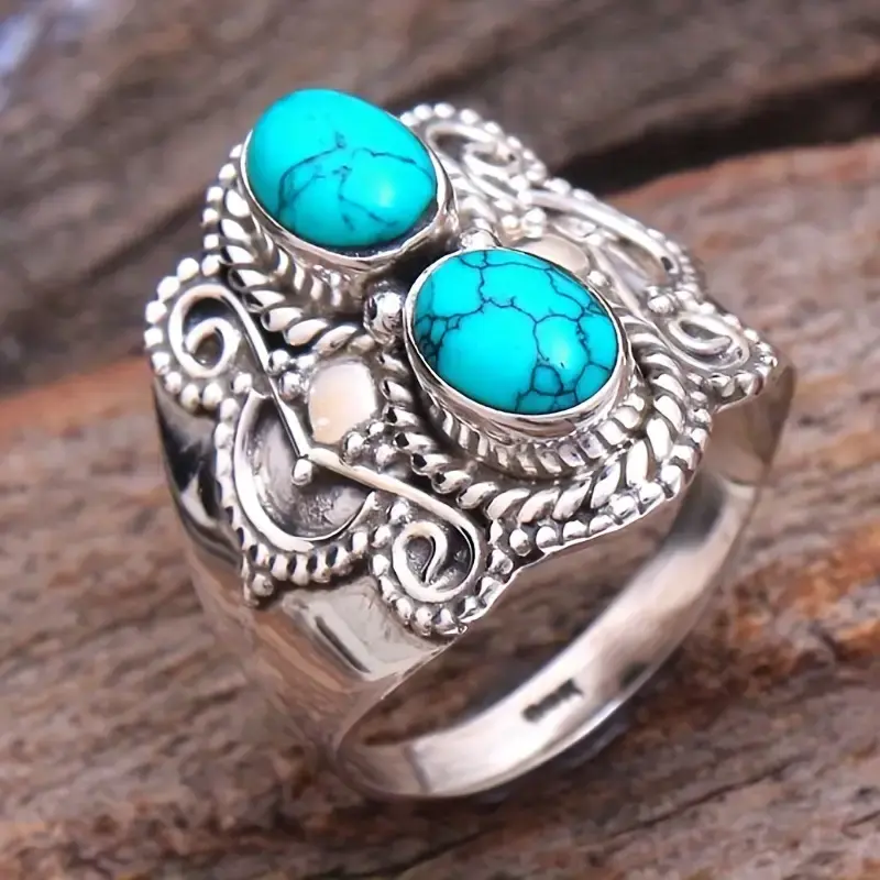 Double Blue Stone Ring